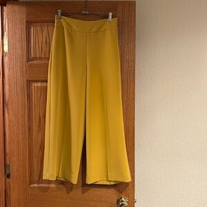 Express Wide-Leg Cropped Pants in Mustard